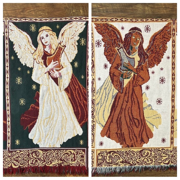 Goodwin Weavers Afghan Tapestry Christmas Angels Reversible - Picture 6 of 10